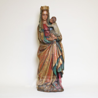 Skulptur ''Madonna mit Kind'', Holz,