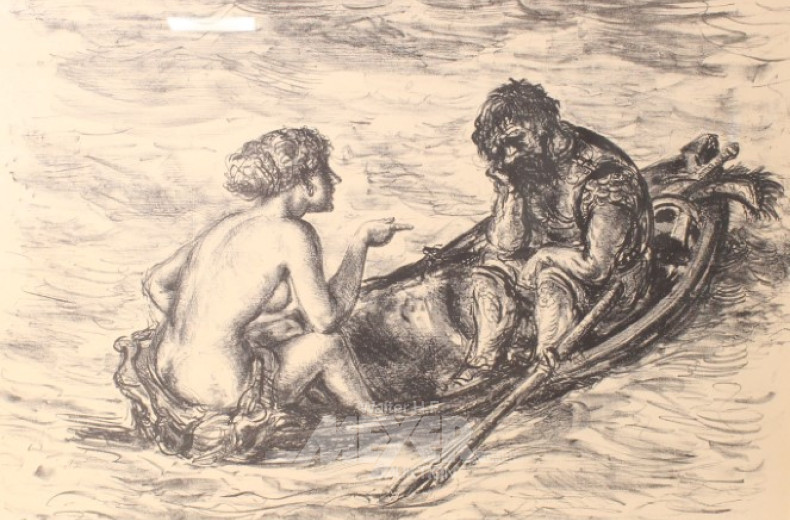 Lithographie ''Der Müde, Mars & Venus''