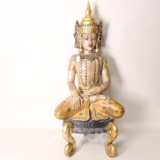 gr. Holzschnitzfigur ''sitzender Buddha''