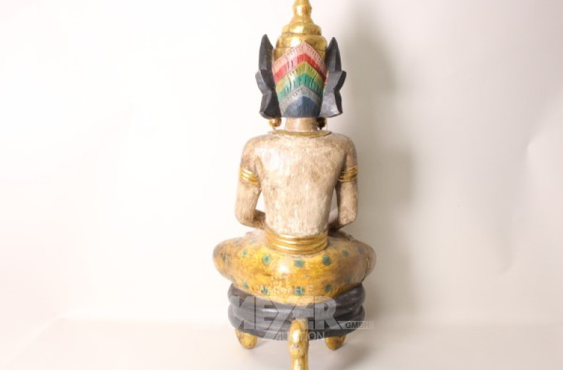 gr. Holzschnitzfigur ''sitzender Buddha''