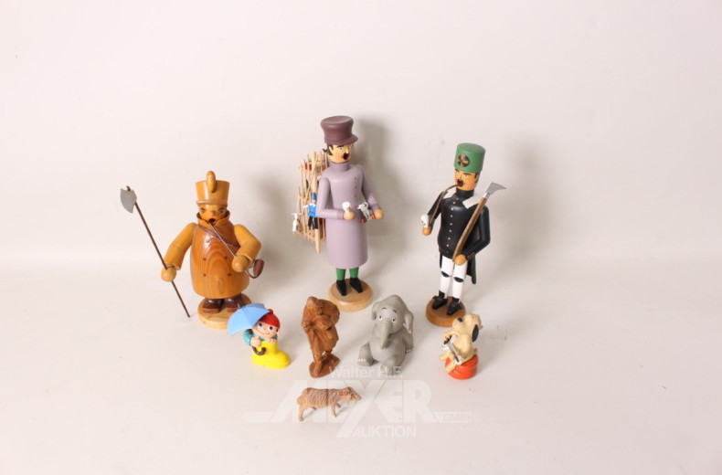 Posten Figuren, u.a. Räuchermännchen