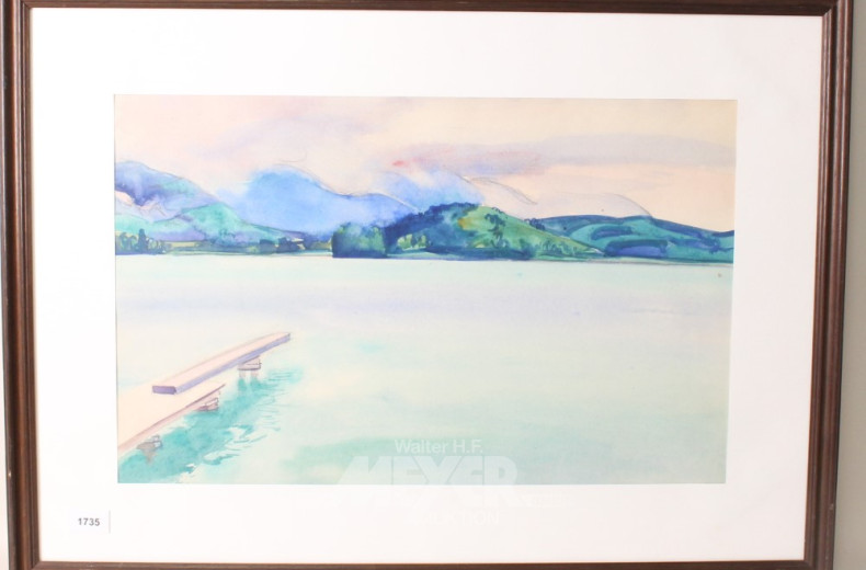 Aquarell ''Steg am See''