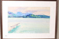 Aquarell ''Steg am See''