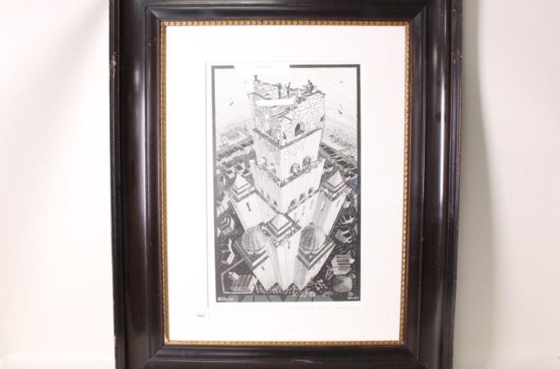 Lithographie ''Turmbau zu Babel'',