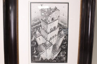 Lithographie ''Turmbau zu Babel'',