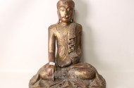 sitzender Buddha, Holz, Höhe: ca. 68 cm,