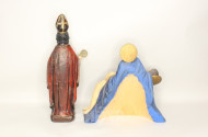 2 Holzschnitzfiguren ''Pieta und Bischoff'',