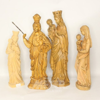 4 versch. Holzschnitzfiguren ''Madonnen'',