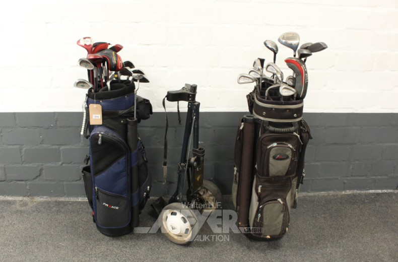 2 Golf-Bags mit div. Schläger,