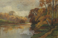 Gemälde, ''Herbstlandschaft mit Fluß'',