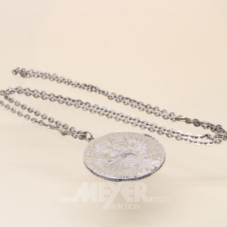 Kette Silber mit Münzanhänger,