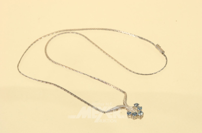 Collier Silber mit 5 Saphiren