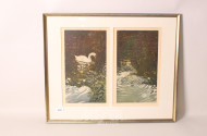 Lithographie ''Schwan'' u. ''Wasser''