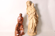 2 Holzschnitzfiguren, Maria mit Kind,