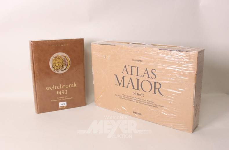 2 Bücher: Atlas Maior, Weltchronik,