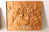 2 religöse Holz-Reliefbilder: Madonna mit