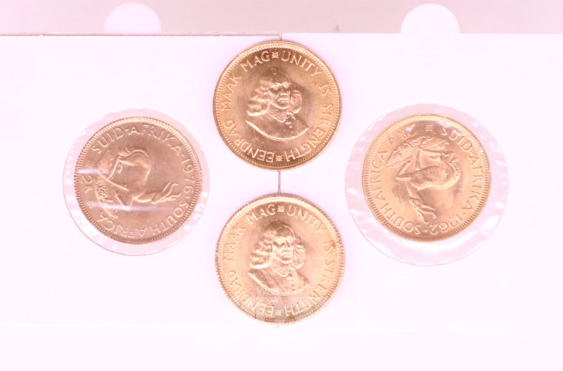 4 kl. Goldmünzen, 2 Rand, Südafrika 1962