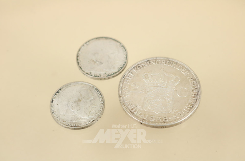 3 Münzen (Dt. Reich u. Niederlande)