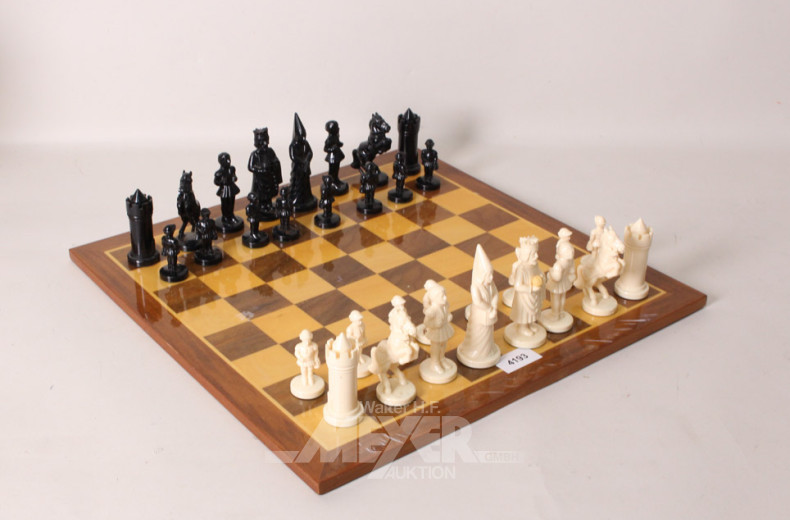 Schachspiel, Holz mit Kstst.-Figuren