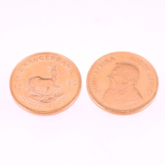 2 Goldmünzen, ½ Unze Krügerrand Südafrika,