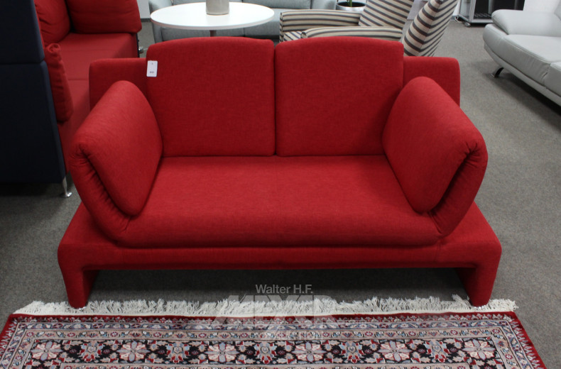 Sofa, 2-Sitzer, roter Stoffbezug,