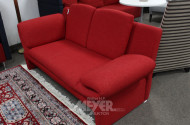 Sofa, 2-Sitzer, roter Stoffbezug,