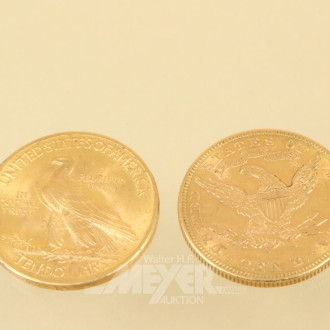 2 Goldmünzen 10 Dollar USA