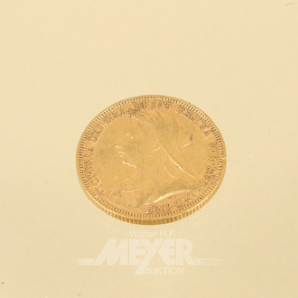 Goldmünze, Sovereign, England 1895