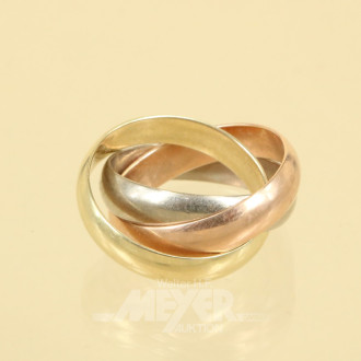 Ring, 585er GG/WG/RG, Trinity-Stil,