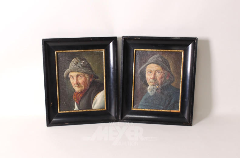 2 kl. Gemälde ''Fischerportraits'',