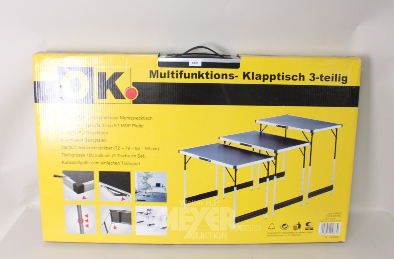 Multifunktions-Klapptisch, 3-tlg., OVP