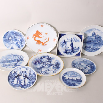 9 versch. Porz.-Sammel-/Wandteller MEISSEN