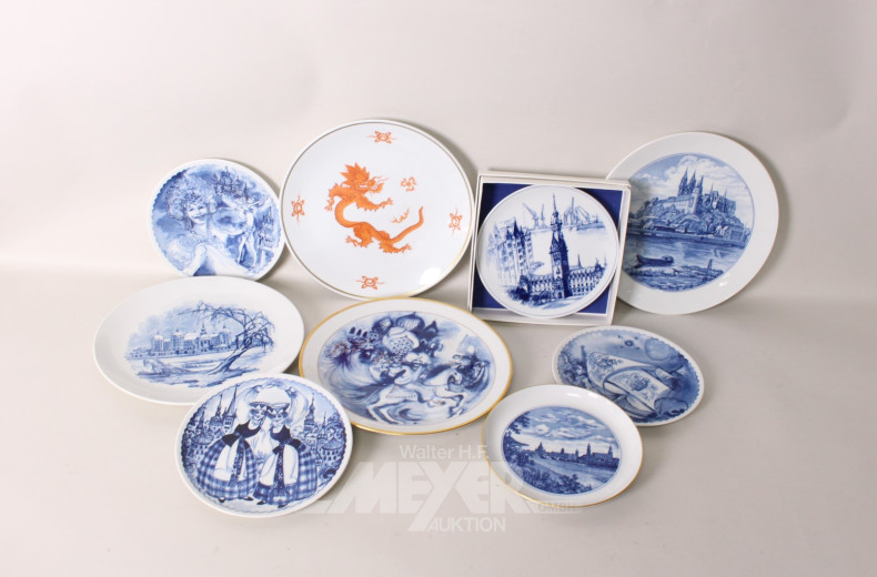 9 versch. Porz.-Sammel-/Wandteller MEISSEN