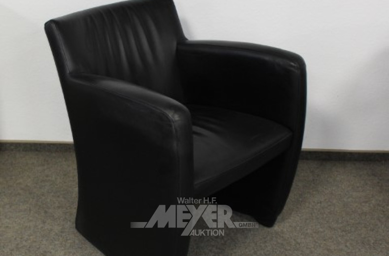 2 Sessel LEOLUX, Leder, schwarz,