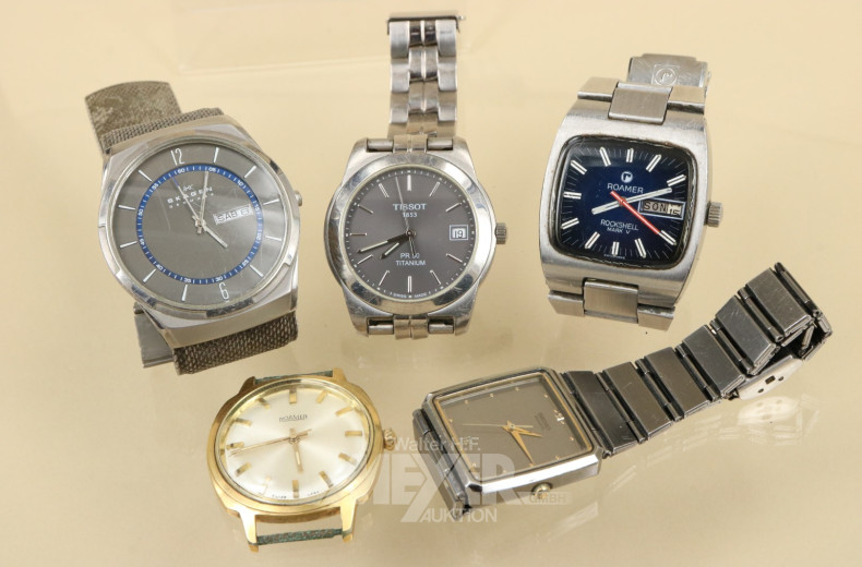 5 Armabnduhren u.a. SKAGEN, TISSOT, SEIKO,