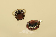 2 Teile Granat-Schmuck, 333er GG,