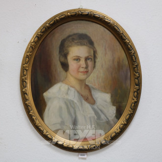 ovales Gemälde, ''Damenportrait''