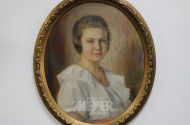 ovales Gemälde, ''Damenportrait''