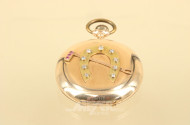 Schmuck-Taschenuhr, 3 Deckel 585er GG,