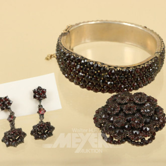 antikes Granat-Schmuck-Set, 3-tlg.