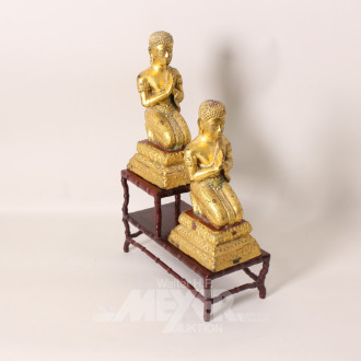 2 Buddha-Figuren, Metall, ca. 24 cm,