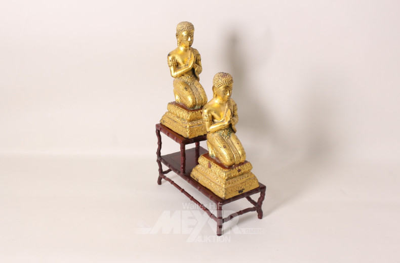 2 Buddha-Figuren, Metall, ca. 24 cm,