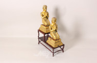 2 Buddha-Figuren, Metall, ca. 24 cm,