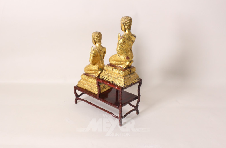 2 Buddha-Figuren, Metall, ca. 24 cm,