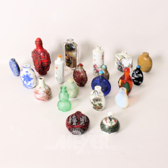 20 versch. Snuff Bottles, tlw. ohne