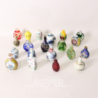 20 versch. Snuff Bottles, tlw. ohne