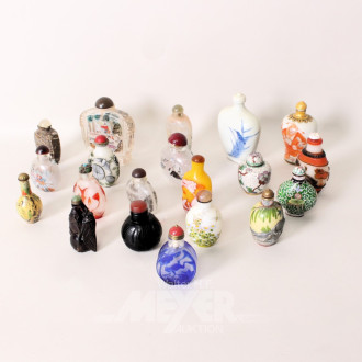 20 versch. Snuff Bottles, tlw. ohne