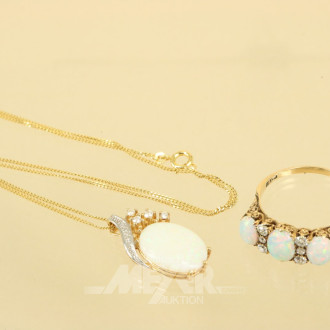 Schmuck-Set, 2-tlg., 585er GG, best.aus: