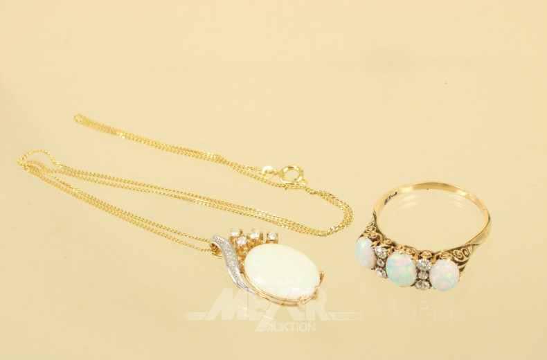 Schmuck-Set, 2-tlg., 585er GG, best.aus: