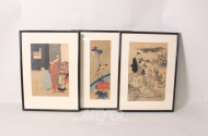 6 asiat. Drucke, u.a. Geishas, Blumen,